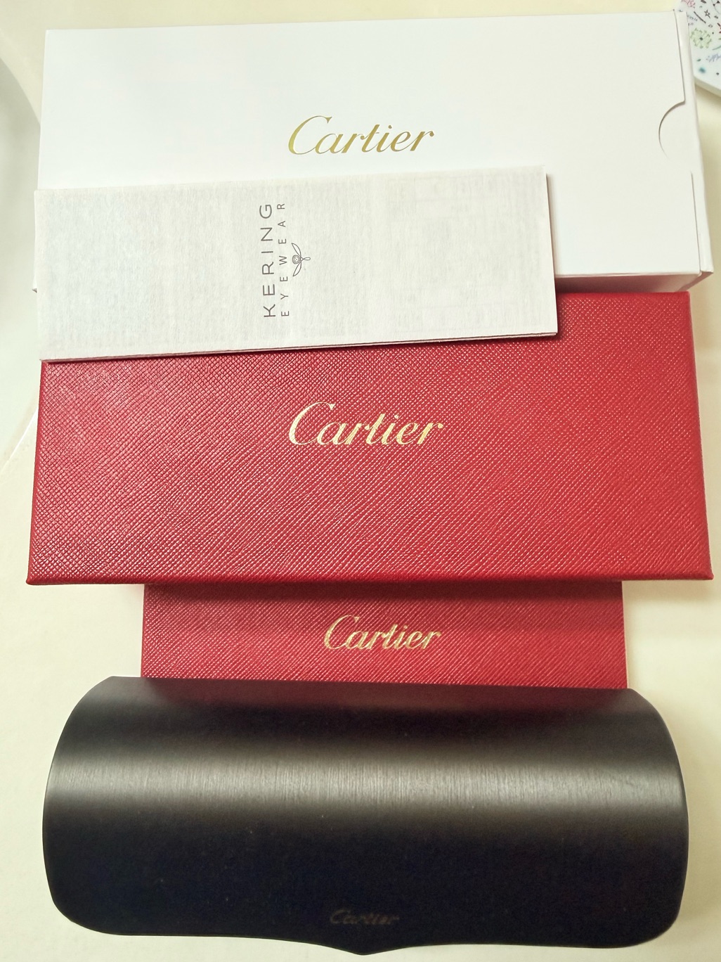 Authentic Cartier Eyewear Packaging Set Box Hard Case  Cloth Medium Size